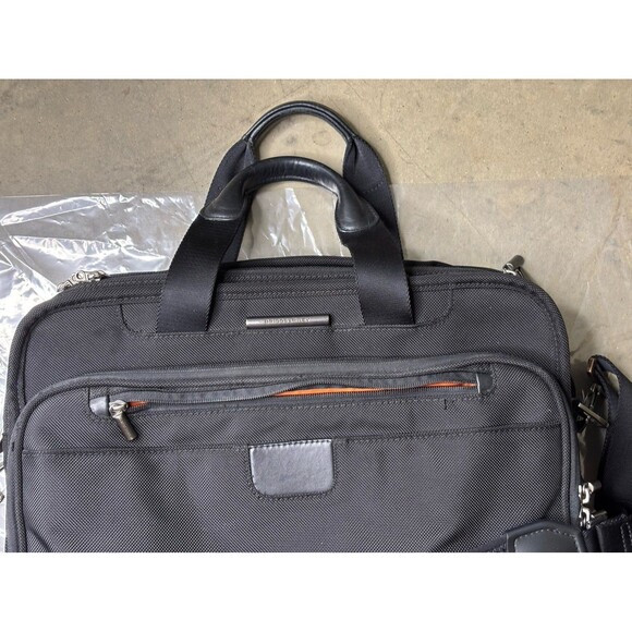 Briggs & Riley Medium Expandable Briefcase Black Nylon and Leather KB302X-4 - Picture 2 of 12